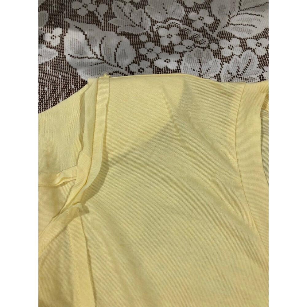 Merino Wool Blend V-Neck Padded Shoulder Yellow Long Sleeve Top Size Small - Picture 4 of 5